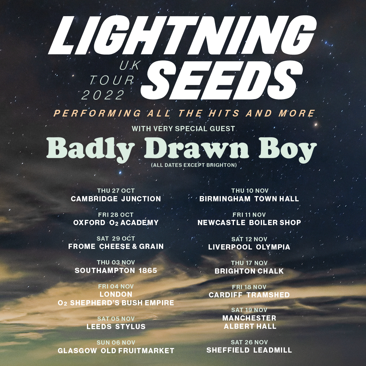 lightning seeds tour setlist